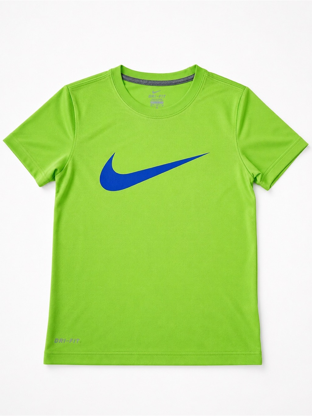 Nike Dri-FIT Youth Boys Green Athletic Performance Tee Size M Blue Swoosh